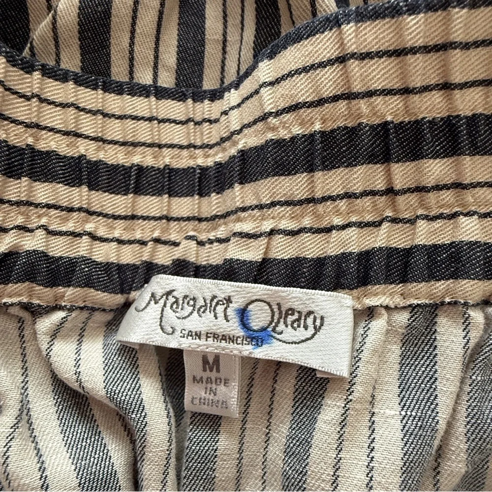 Margaret O'Leary A Symetrical Ruffled Striped Dark Blue and Cream Midi Skirt - Picture 5 of 8
